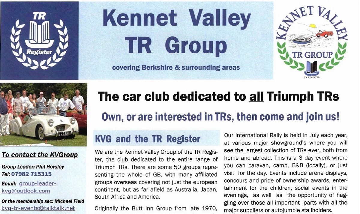 Kennet Valley TR Group publish their revamped Event Flyer