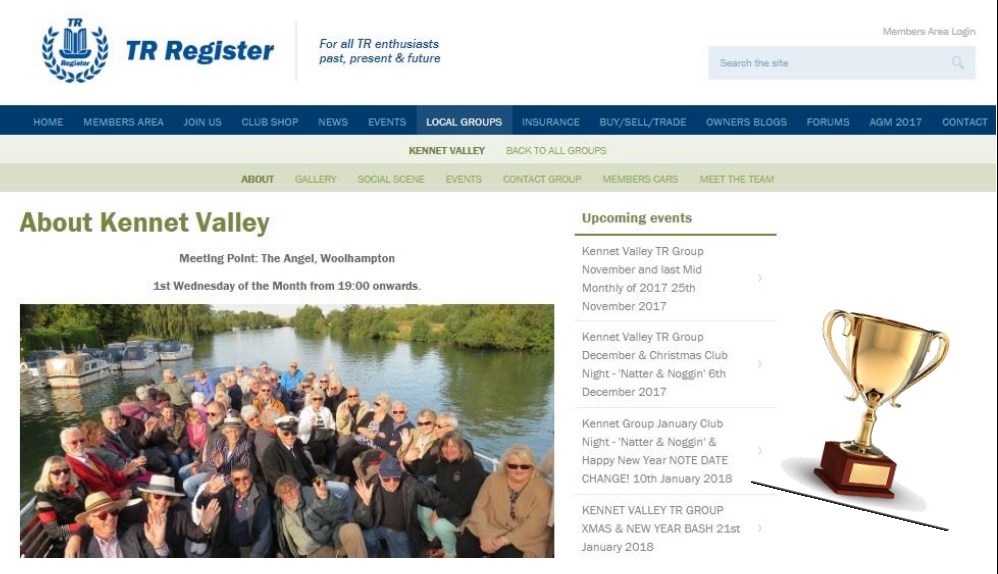 Kennet Valley TR Group Wins TR Register Website Award at AGM