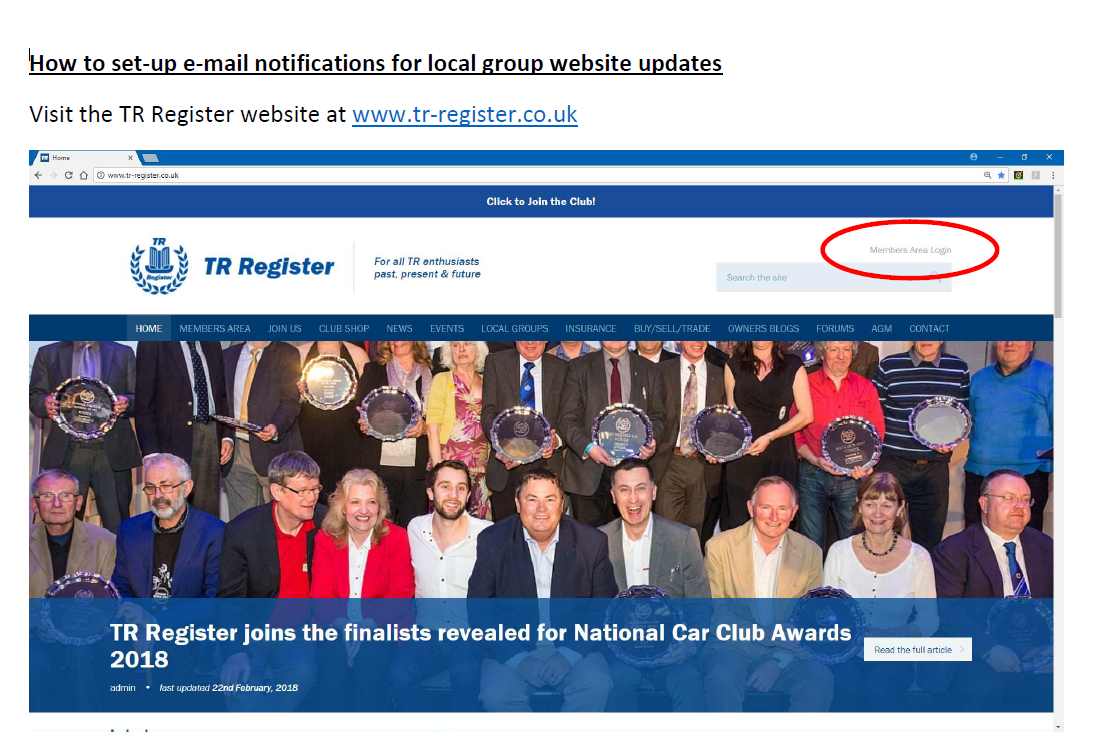 Local Group Website Notifications
