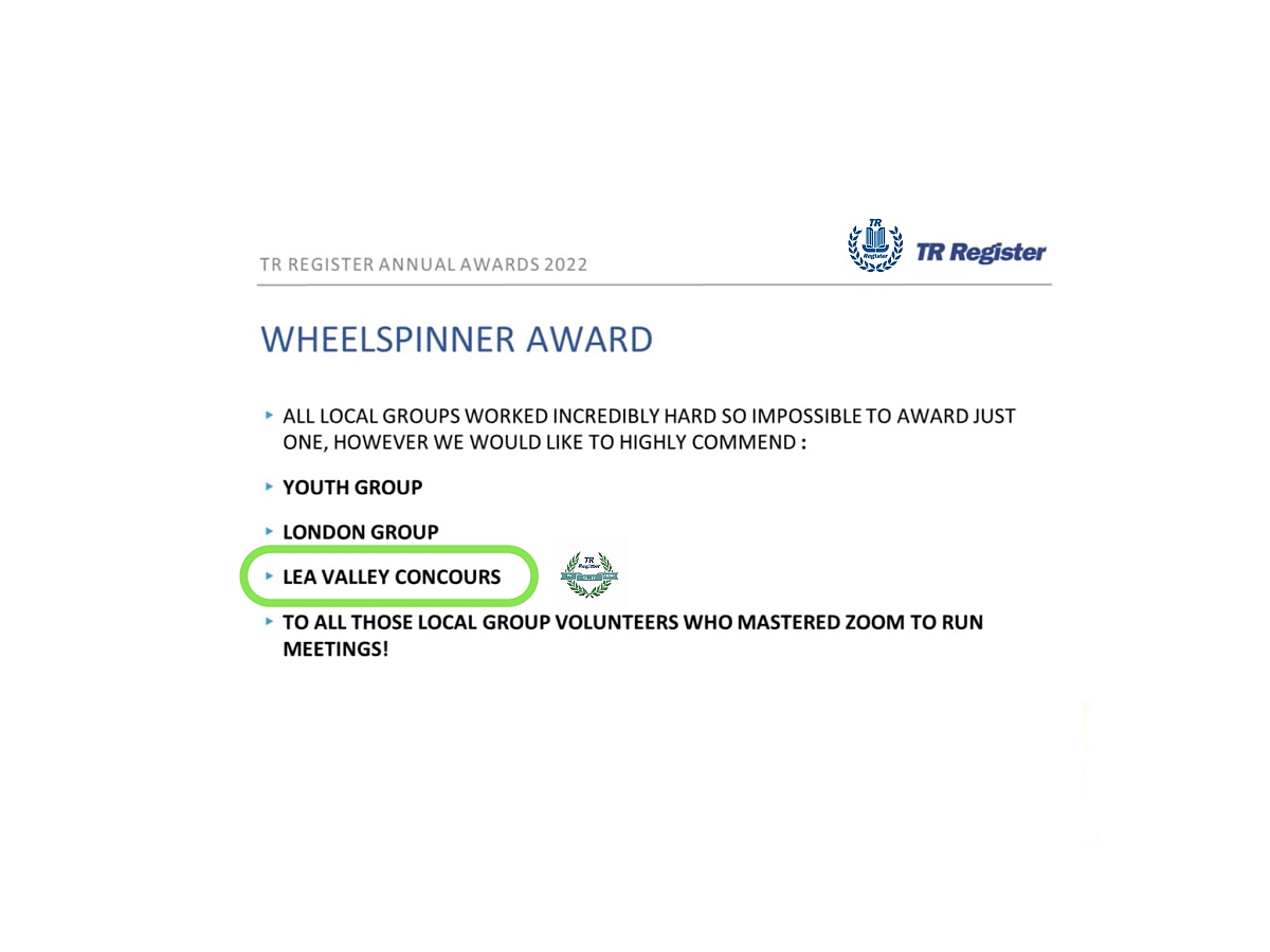 LVG “Highly Commended” @ TRR AGM